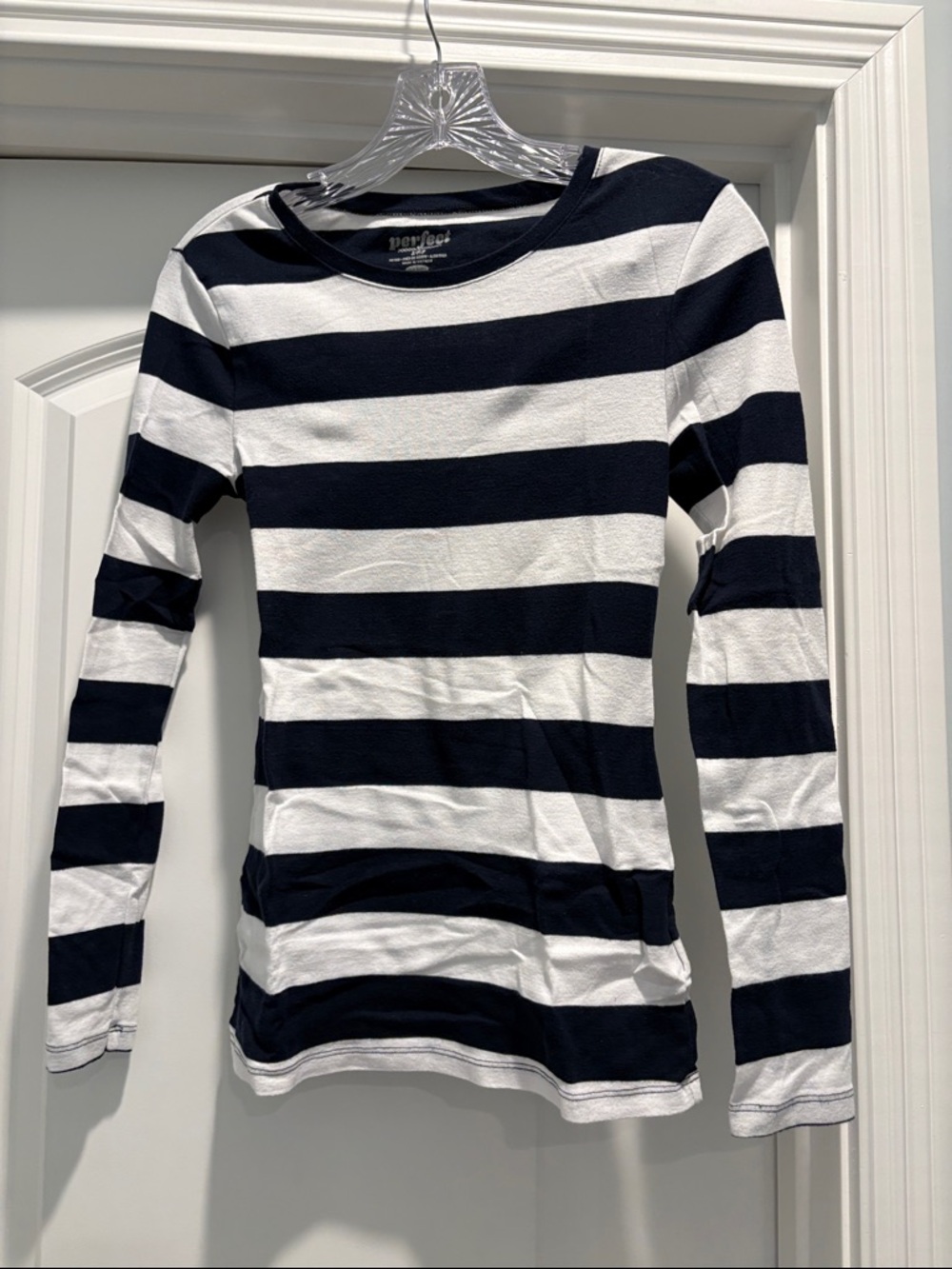 Striped Long Sleeve Tee - Navy & White